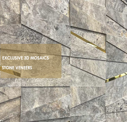 Wall stone cladding silver travertine muss 3D